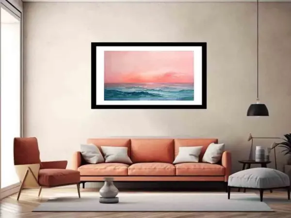 Pink Sunrise Sea- Framed Print - Image 5