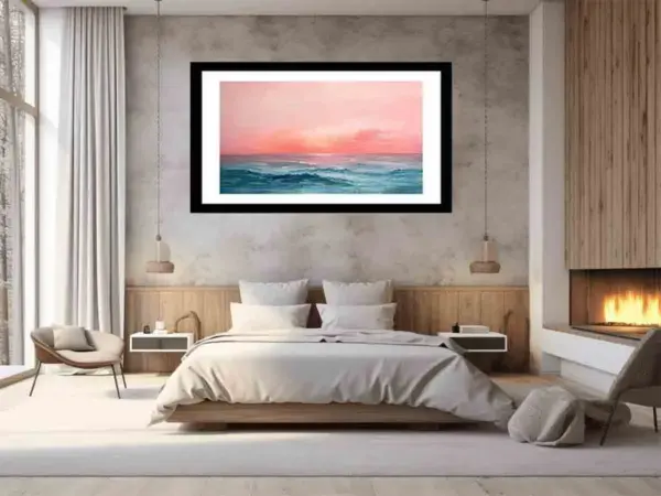 Pink Sunrise Sea- Framed Print - Image 6