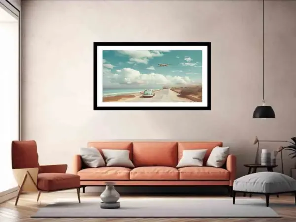 Car Beach Road Framed Print - Image 5
