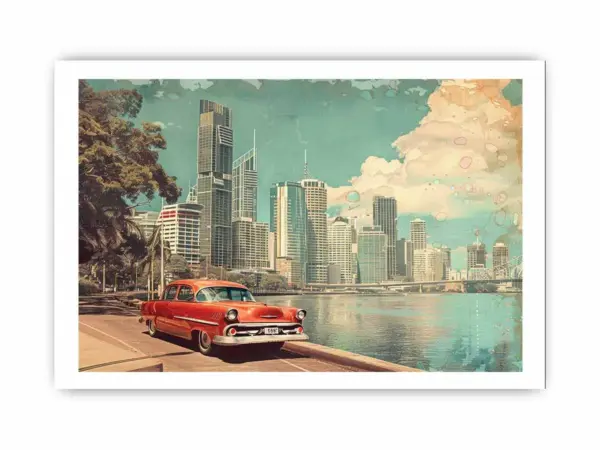 Brisbane City Vintage Framed Print - Image 4