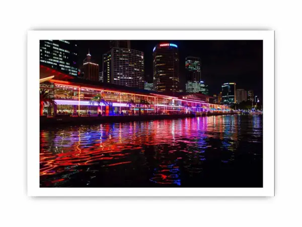 Darling Harbour Sydney Night Framed Print - Image 4