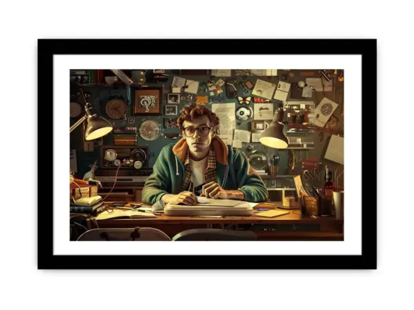 Genius at Work Framed Print