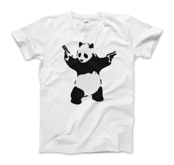 Banksy Pandamonium Armed Panda Artwork T-Shirt - Image 9