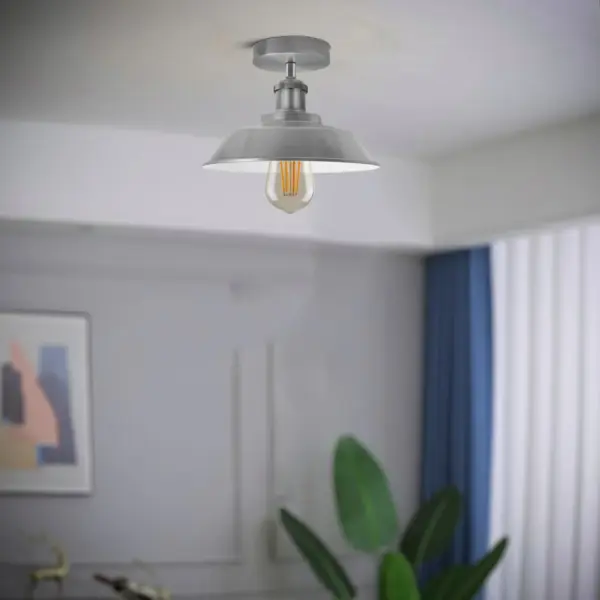 Semi Flush Light Fixtures Satin Nickel~1184 - Image 4