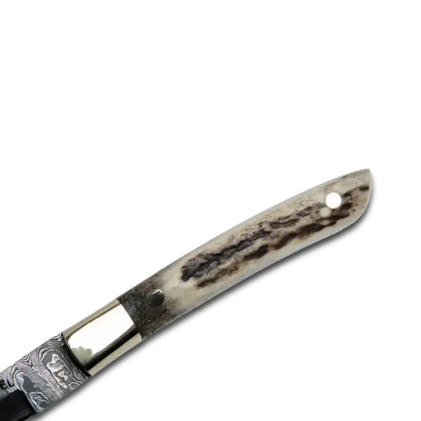 AKARI Skinner Knife 3.5 inch with Stag Horn Handle and Original Leather Sheath - Image 3