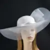 Silver large brim custom made ladies hat