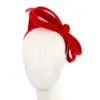 Red velvet bow racing fascinator by Max Alexander