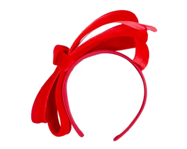 Red velvet bow racing fascinator by Max Alexander - Image 4