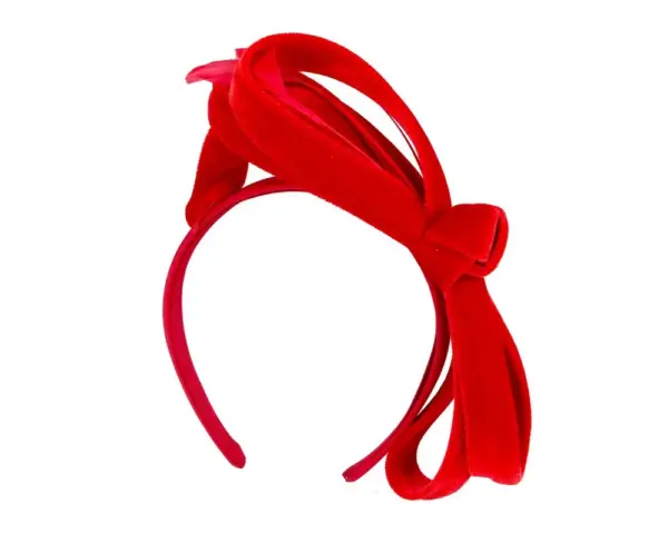Red velvet bow racing fascinator by Max Alexander - Image 2