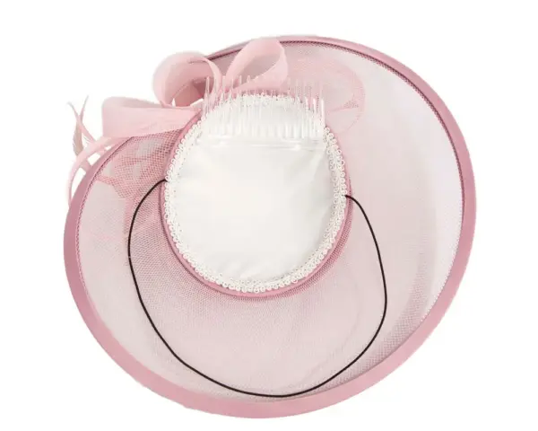 Custom made dusty pink pillbox hat with feathers - Image 6