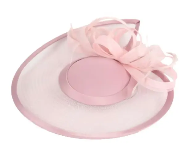 Custom made dusty pink pillbox hat with feathers - Image 2