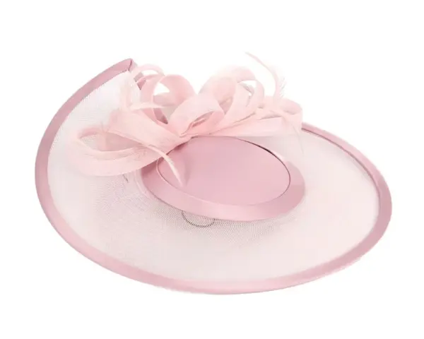Custom made dusty pink pillbox hat with feathers - Image 4