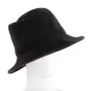 Exclusive black bucket hat with leather trim