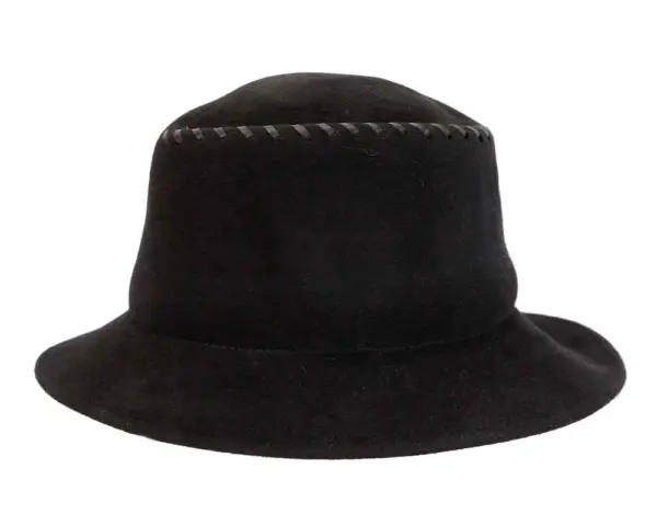 Exclusive black bucket hat with leather trim - Image 3