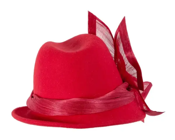 Red ladies winter fashion felt fedora hat by Fillies Collection F660 - Image 4