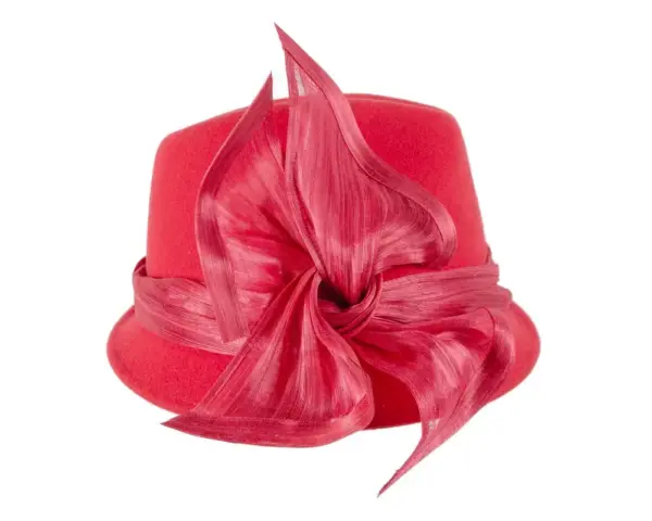 Red ladies winter fashion felt fedora hat by Fillies Collection F660 - Image 3