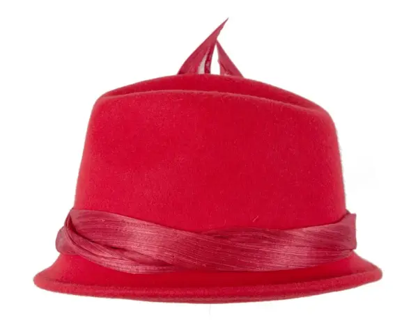 Red ladies winter fashion felt fedora hat by Fillies Collection F660 - Image 6
