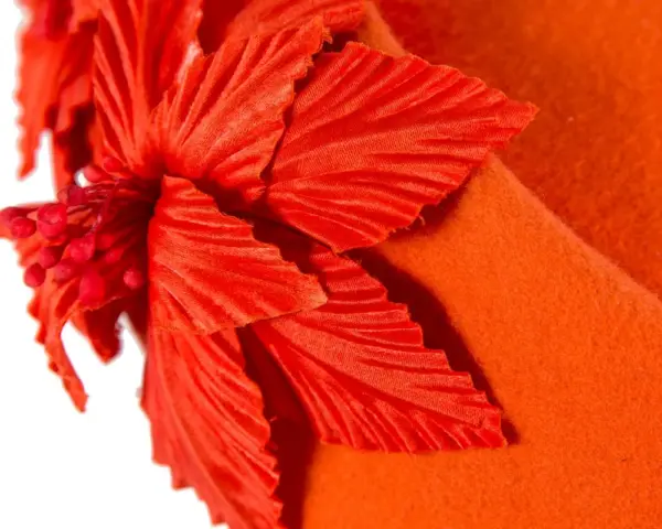 Large Orange felt beret hat by Fillies Collection - Image 5