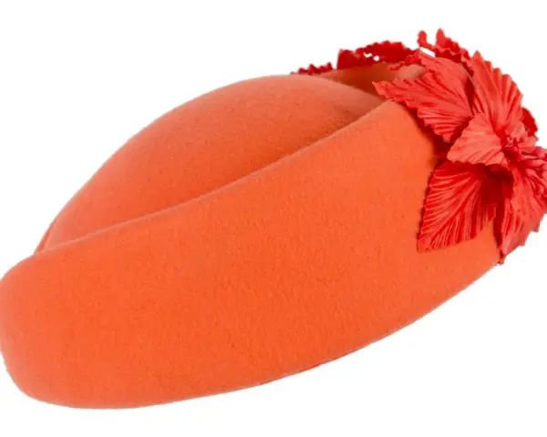 Large Orange felt beret hat by Fillies Collection - Image 4