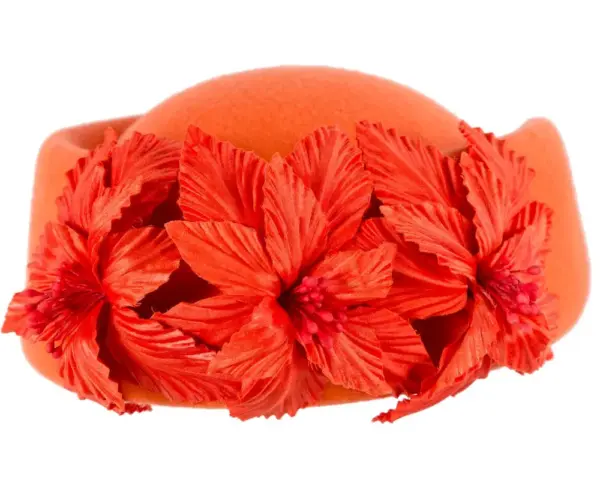 Large Orange felt beret hat by Fillies Collection - Image 6