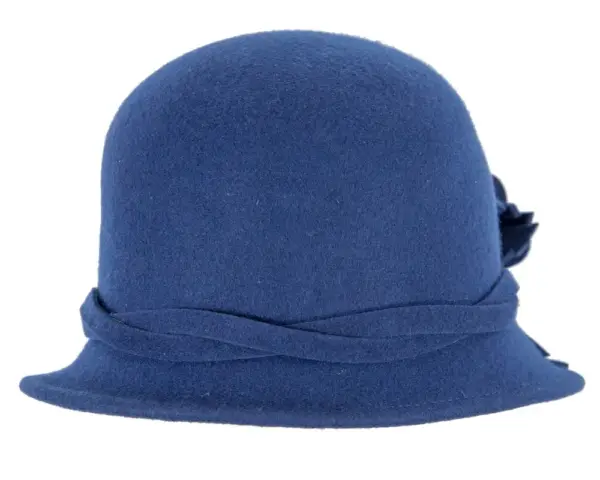 Blue felt winter hat with flower by Max Alexander - Image 3