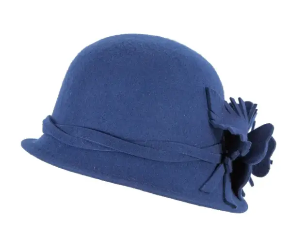 Blue felt winter hat with flower by Max Alexander - Image 5