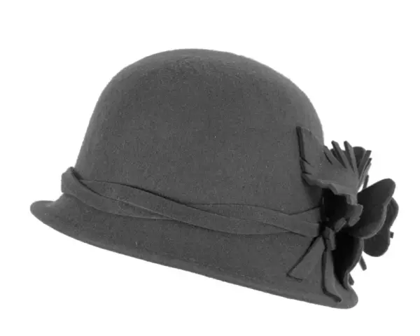 Black felt winter hat with flower by Max Alexander J437 - Image 5