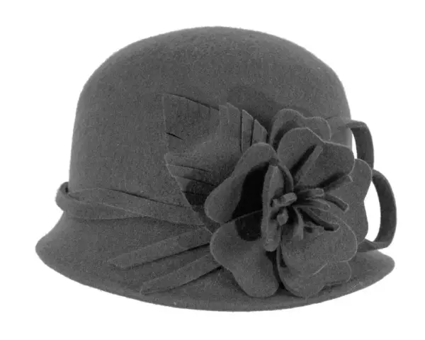 Black felt winter hat with flower by Max Alexander J437 - Image 4