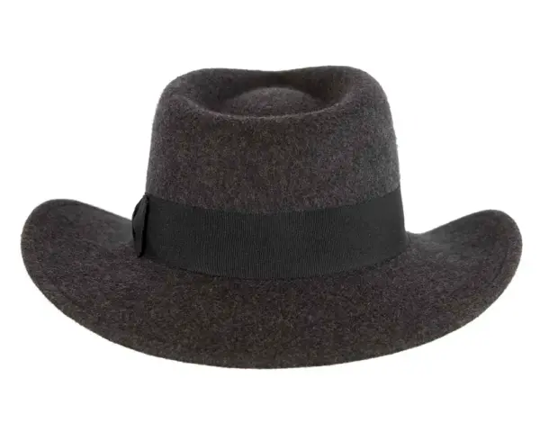 Unisex Dark Grey Fedora Felt Wide Brim Hat - Image 6