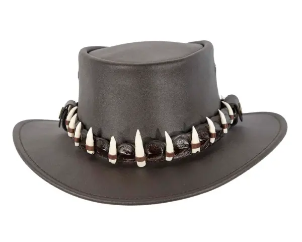 Australian Leather Outback Jacaru Hat with 15 Crdile Teeth - Image 4