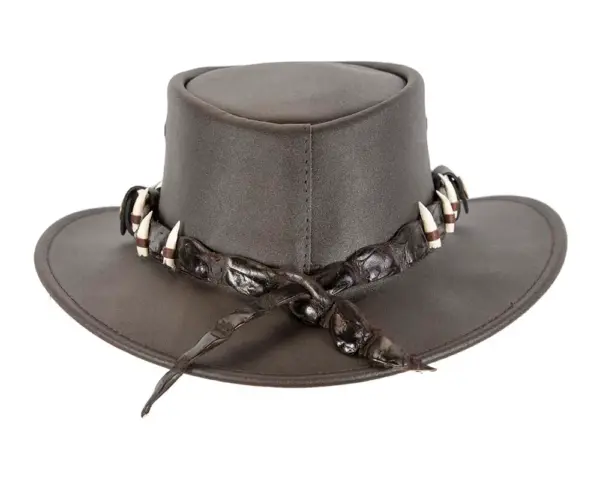 Australian Leather Outback Jacaru Hat with 15 Crdile Teeth - Image 6