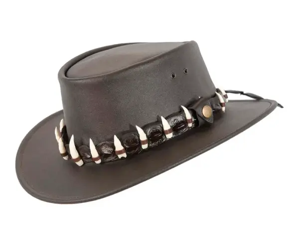 Australian Leather Outback Jacaru Hat with 15 Crdile Teeth - Image 2