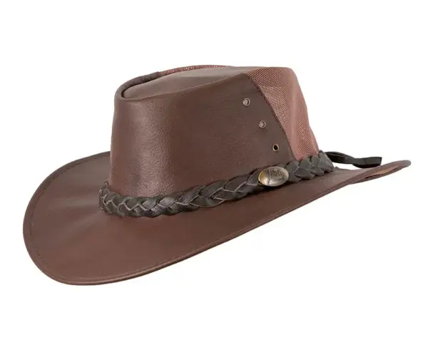 Brown Australian Kngr Leather Cooler Jacaru Hat - Image 2
