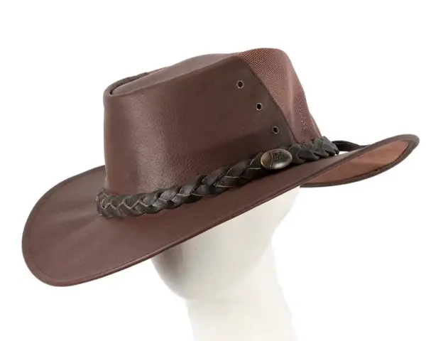 Brown Australian Kngr Leather Cooler Jacaru Hat
