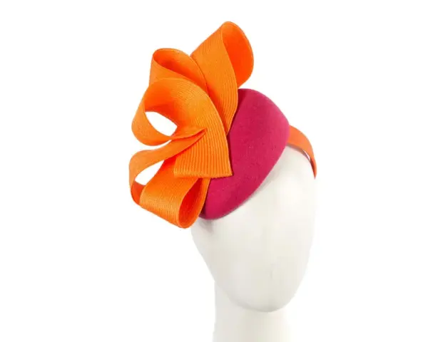 Fuchsia & orange pillbox winter fascinator by Fillies Collection