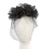 Black flower headband with face veil by Max Alexander