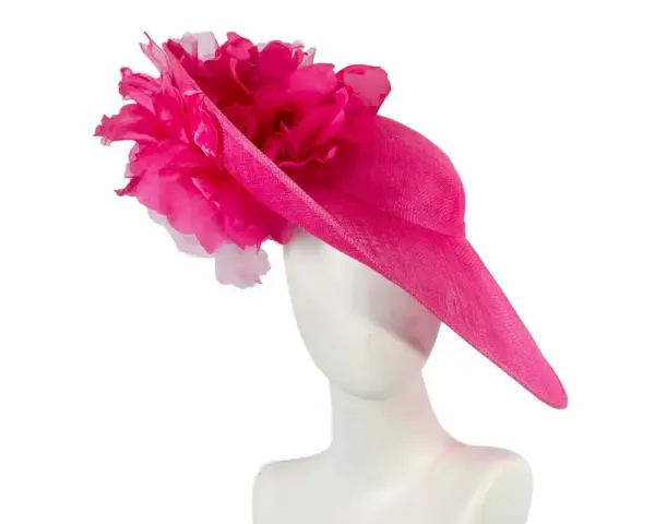 Large fuchsia racing fascinator by Cupids Millinery