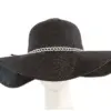 Wide brim black casual beach hat