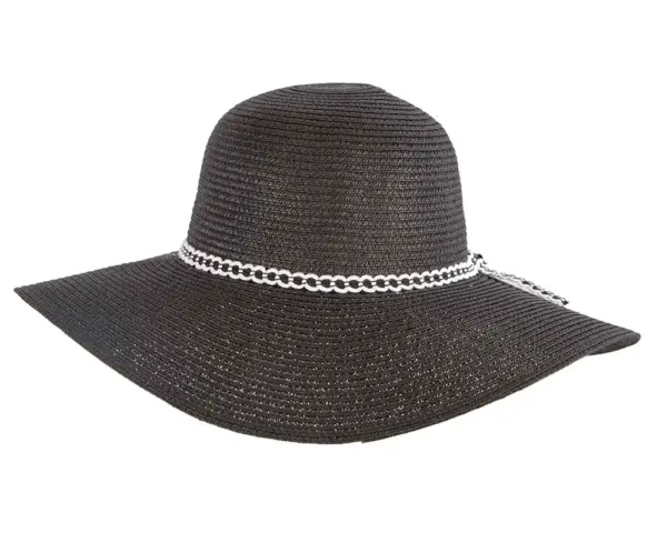 Wide brim black casual beach hat - Image 5