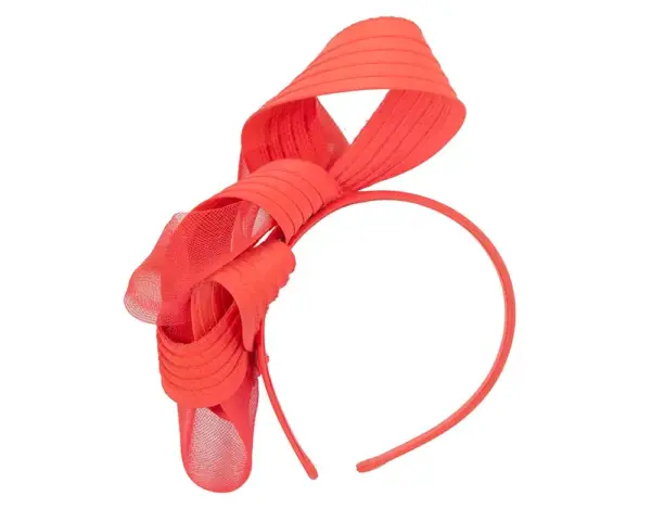 Curled bright coral fascinator - Image 2