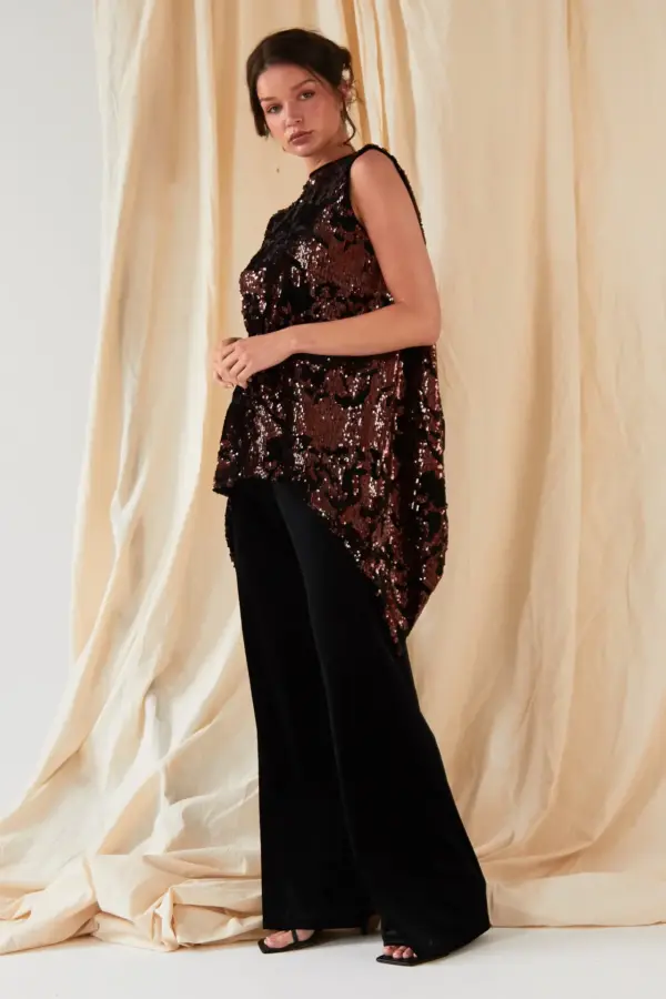 Wide Leg Velvet Trousers - Image 6