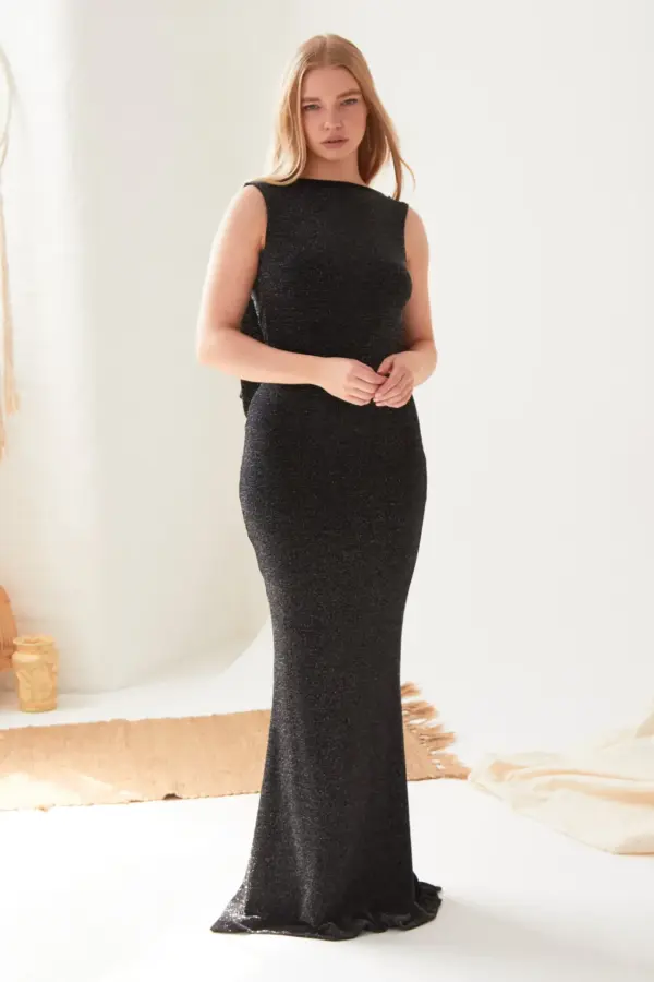 Black Cowl Back Gown - Image 2