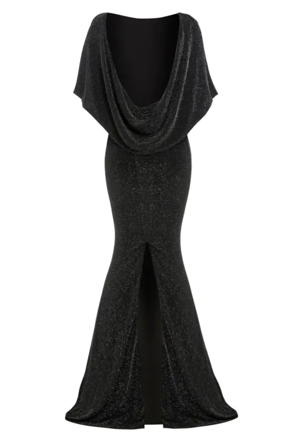 Black Cowl Back Gown - Image 3