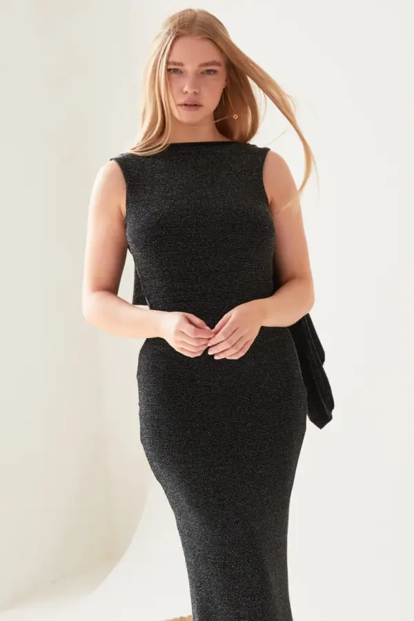 Black Cowl Back Gown - Image 11