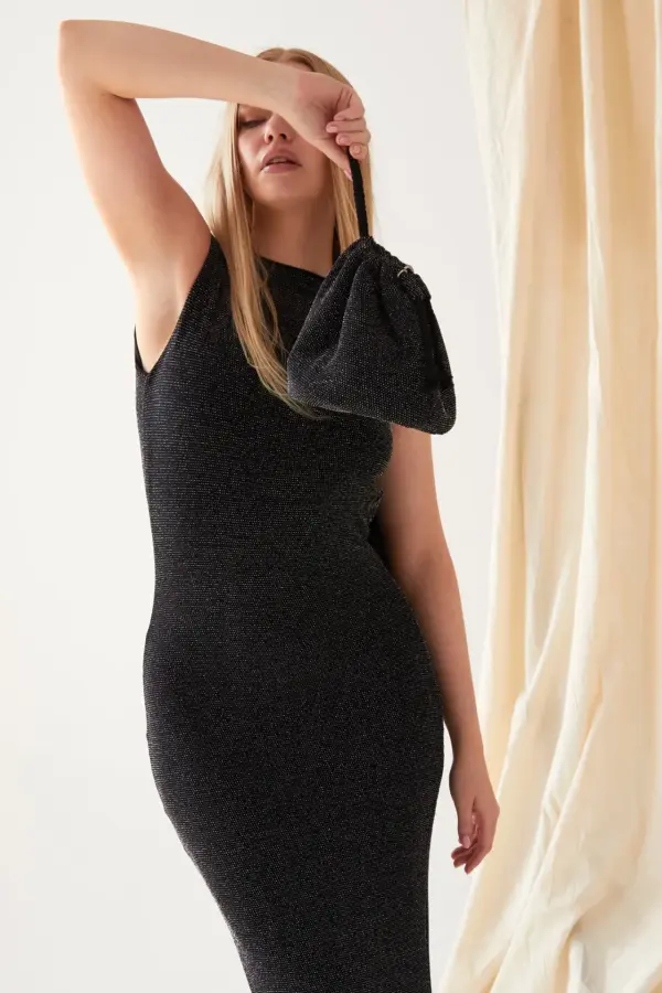 Black Cowl Back Gown - Image 18