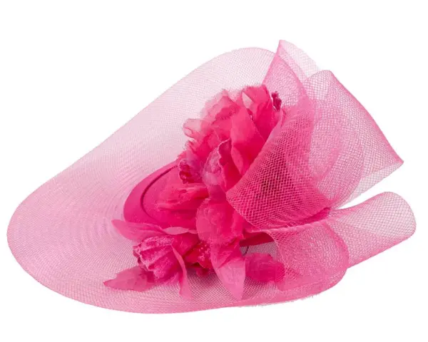 Custom made fuchsia cocktail hat with flowers - Image 4