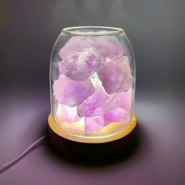 AURORA 2 Crystal Light Essential Oil Diffusing Natural Quartz 500g Options Amethyst / Green Calcite