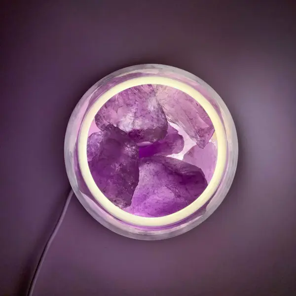 AURORA 2 Crystal Light Essential Oil Diffusing Natural Quartz 500g Options Amethyst / Green Calcite - Image 3