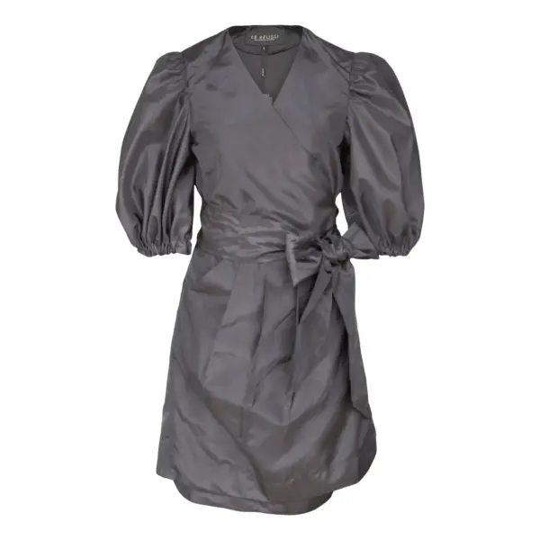 Black Lusso Wrap Dress Elegant Womens Wrap Dress - Image 2