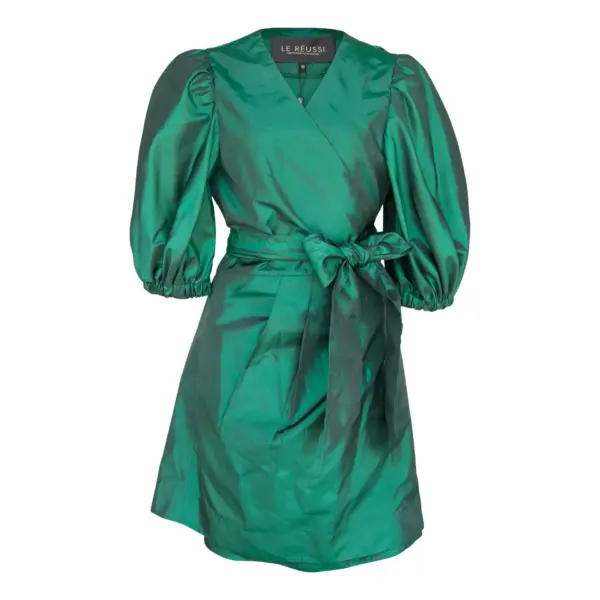 Glimmer Green Wrap Dress Womens Elegant Wrap Dress - Image 6